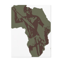 Africa Map African Warrior Artwork Postcards