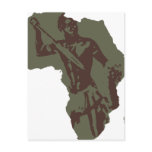 Africa Map African Warrior Artwork postcards