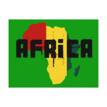 Africa Reggae Rasta flag of Africa Map Postcards