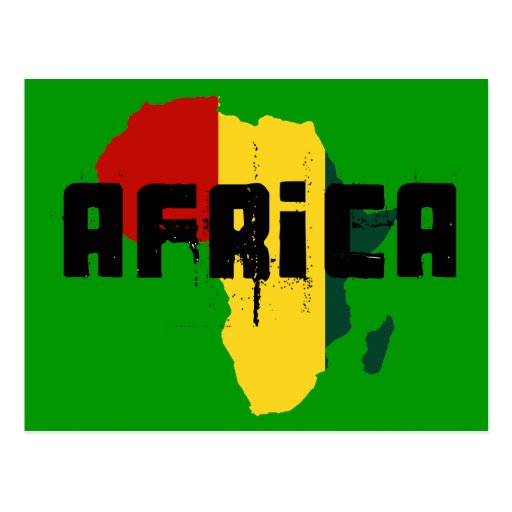 Africa Reggae Rasta flag of Africa Map Postcards