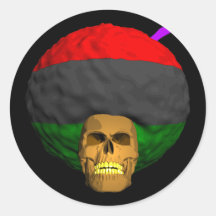 African Afro Skull Round Sticker