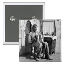 African American Accordion Player, 1941 Pinback Button