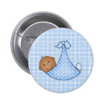 African American Baby Boy in Blanket  Button