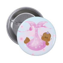 African American Baby Girl in Blanket buttons