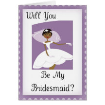 African American Be My Bridesmaid Bridal Accessory Greeting Card