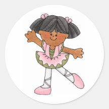 African American Dancing Girl Round Stickers