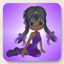 African American Girl in Purple Clothes Drink Coaster