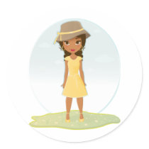 African American Girl Round Stickers
