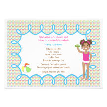 African American Girl Swim Party Invitation
