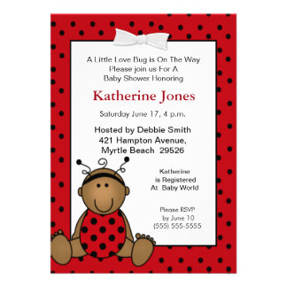 African American Ladybug Baby Shower Invitation