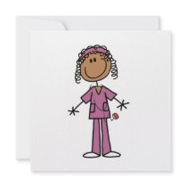 African American Stick Figure Nurse Personalized Announcements