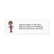 African American Stick Figure Nurse Return Address Labels