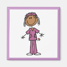 African American Stick Figure Nurse Magnet
