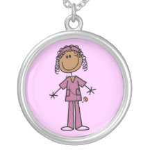 African American Stick Figure Nurse Pendants
