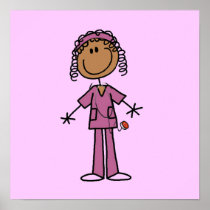 African American Stick Figure Nurse Posters