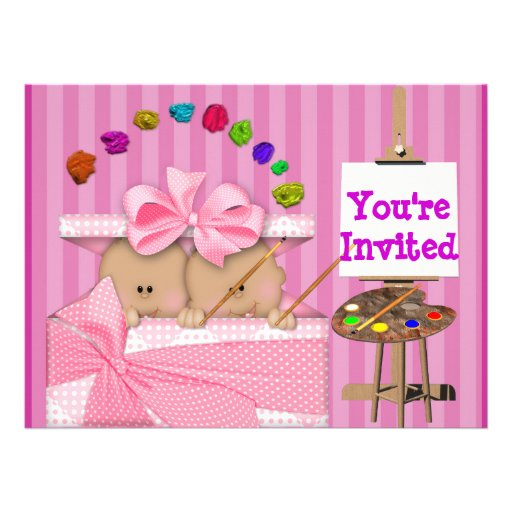 AFRICAN AMERICAN TWIN BABY GIRL SHOWER INVITATION