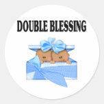 African American Twin Boys  Double Blessing Sticker