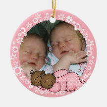 African American Twin Girls 1st Christmas Ornament