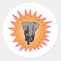 african elephant charging round sticker