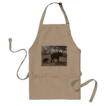 African Elephant Mom & Baby Safari Apron