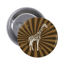 African Giraffe Original Art Button