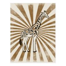 African Giraffe Original Art Post Card