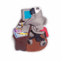 African Grey Parrot at Computer Photo Cut Outs
