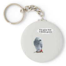 African Grey Thinks Green keychains