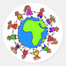 African Kids Round Sticker