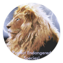 African Lion  Endangered Species Series Round Sticker
