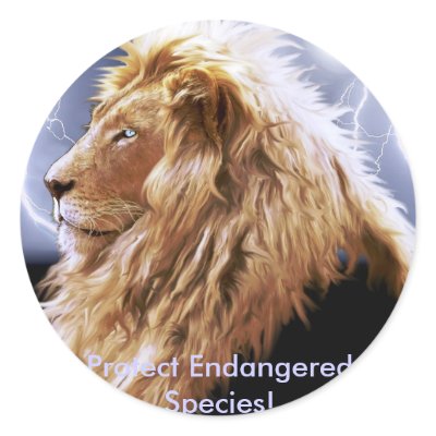 African Lion  Endangered Species Series Round Sticker by RavenSpiritPrints