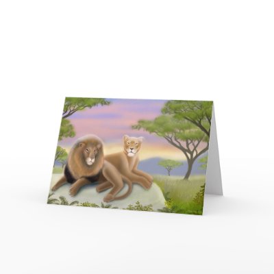 African Lions at Rest Card by twopurringcats