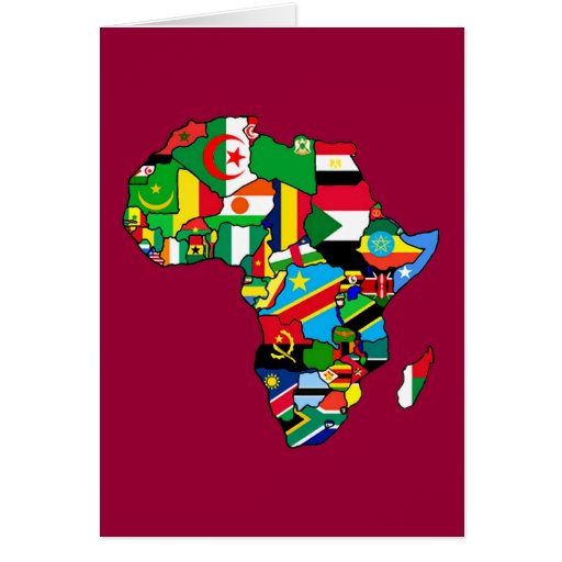 African Map of Africa flags within country maps Card