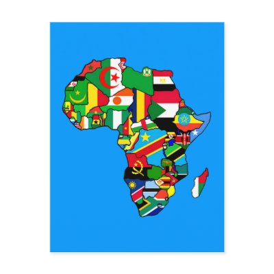 African Map of Africa flags within country maps Post Cards by Funkart