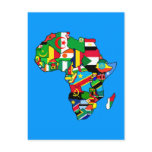 African Map of Africa flags within country maps postcards