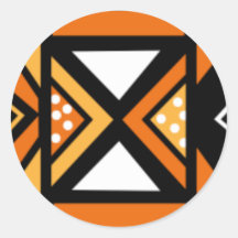 African pattern round sticker