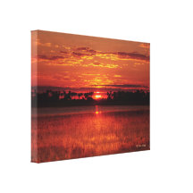 African sunset Botswana palm trees Gallery Wrap Canvas
