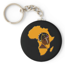 African Woman on the Continent Key Chains