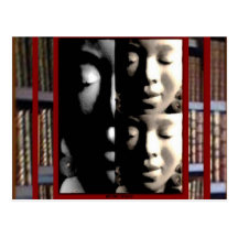 AfriMex Urbano Woman wBooks Postcard