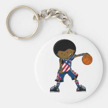 Afro Basketball Player Keychain