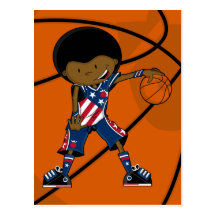 Afro Basketball Player Postcard