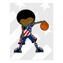 Afro Basketball Player Postcard