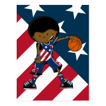 Afro Basketball Player Postcard