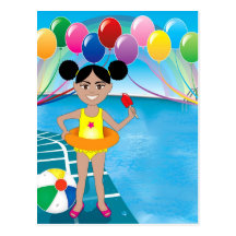 Afro Girl with Popsicle Postcard