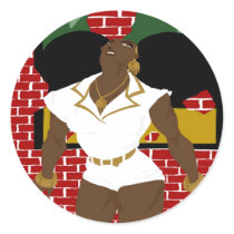 Afro Puffs Pinups 4 (Sketchbook Pro) Round Sticker