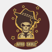 AFRO SKULL ROUND STICKER