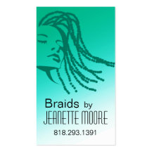 Afrocentric Braids Hair Stylist - aqua Business Card Template