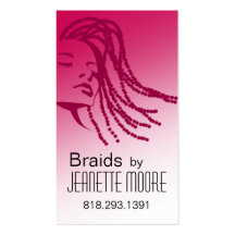 Afrocentric Braids Hair Stylist - fuschia Business Card Template