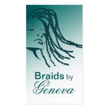 Afrocentric Braids Hair Stylist - teal Business Card Templates