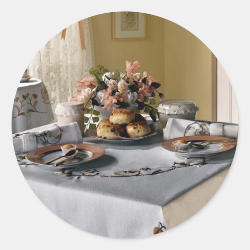 Afternoon tea setting round stickers